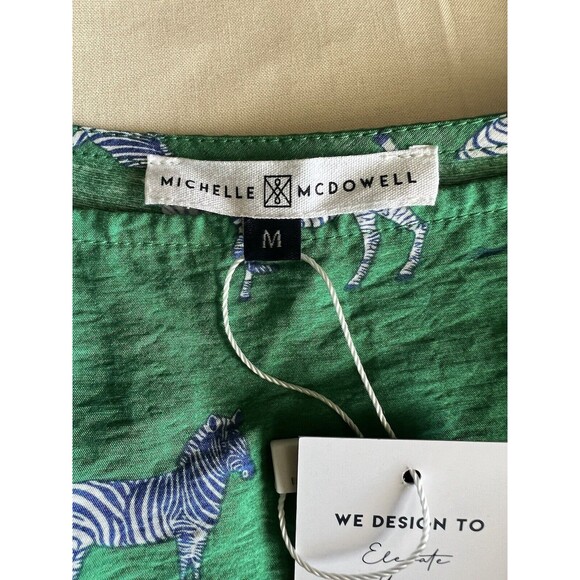 NWT Michelle McDowell Dress Women's Green Zebra Animal Print Size Medium - Picture 3 of 9